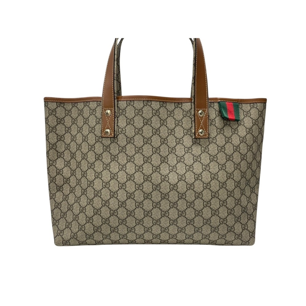 Gucci Bag Logo Supreme Tote Tan Brown GG Leather Camel